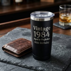 Vintage 1984 40th Birthday Matte Black Tumbler