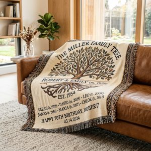 Family Tree Heirloom Woven Jacquard Tapestry Throw