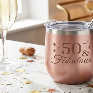 Golden 50th Milestone Insulated Wine Tumbler