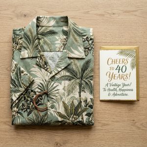 Tropical Botanical 40th Birthday Hawaiian Camp Shirt