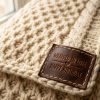 Luxury Chunky Cable Knit Merino Wool Birthday Throw Blanket Close-Up Detail