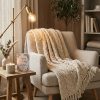 Luxury Chunky Cable Knit Merino Wool Birthday Throw Blanket
