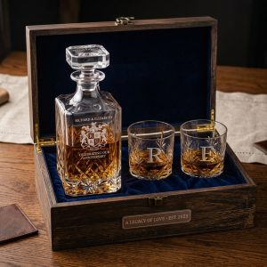 Milestone Birthday European Crystal Decanter & 2-Glass Gift Set