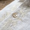 Heirloom Embroidered Linen Resort Birthday Shirt Close-Up Detail