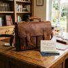 Executive Full-Grain Leather Birthday Attache & Laptop Bag