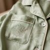 Personalized Monogrammed Silk Satin Birthday Pajama Set Close-Up Detail