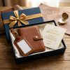 Personalized Saddle Leather Passport & Luggage Tag Birthday Duo