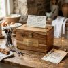 Vintage Engraved Solid Oak Family Recipe Box with Brass Latches
