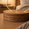 Custom Celestial Star Map Optical Acrylic & Solid Oak LED Lamp Close-Up Detail