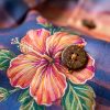 Sunset Hibiscus Golden 50th Silk Aloha Shirt Close-Up Detail