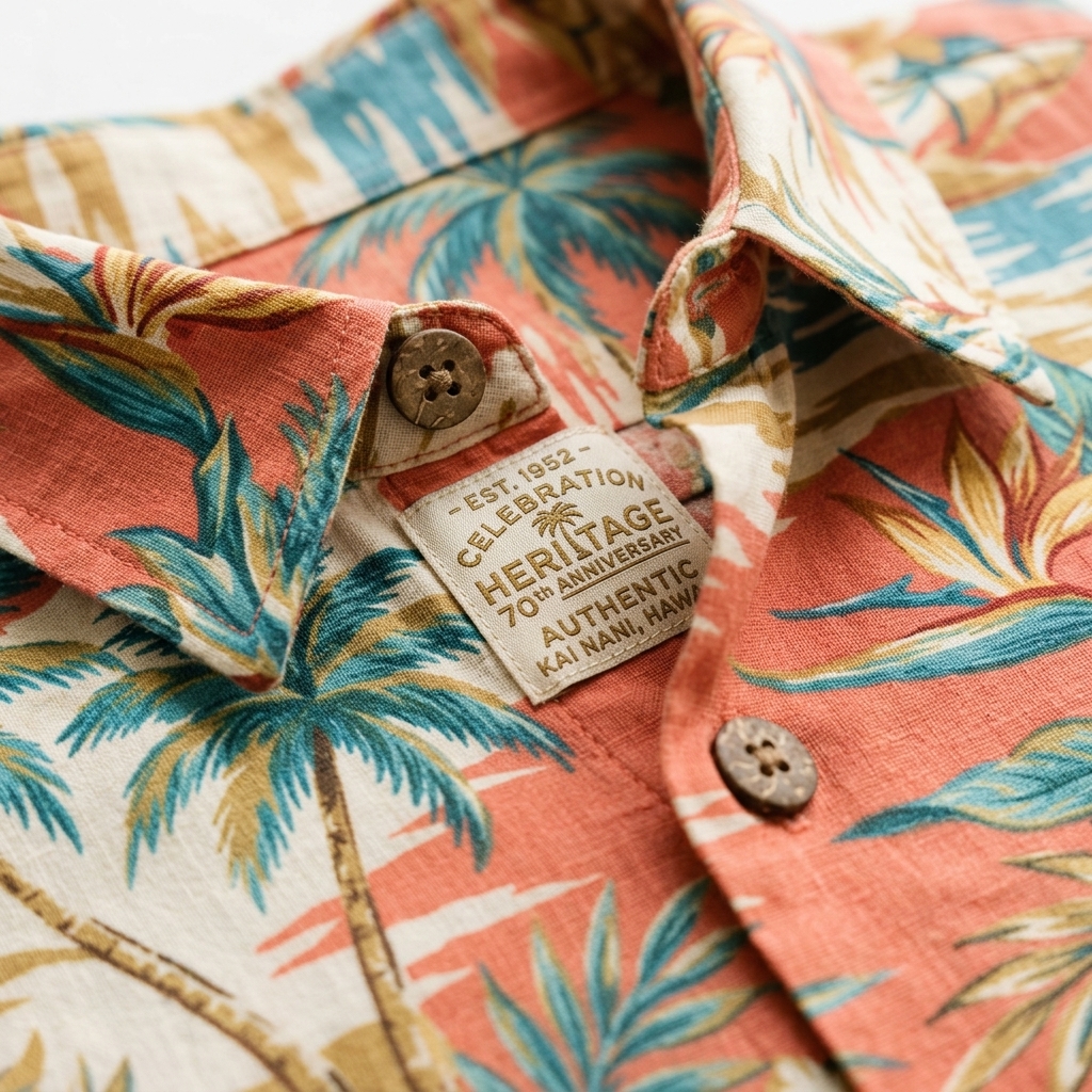vintage aloha shirt detail 1790770281902 Vintage Aloha Milestone Birthday Silk Shirt Close-Up Detail