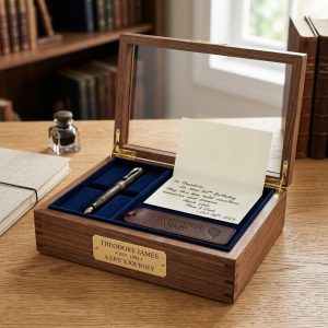 Handcrafted Solid Walnut Milestone Birthday Keepsake Memory Box