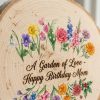 Personalized Family Birthstone & Flower Archival Wood Art Sign Close-Up Detail