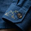 Celestial Constellation Zodiac Linen Birthday Shirt Close-Up Detail